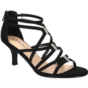 Bella Vita 11 Wide Width Black Strappy Heels Rhinestone Karlette Shoes NEW